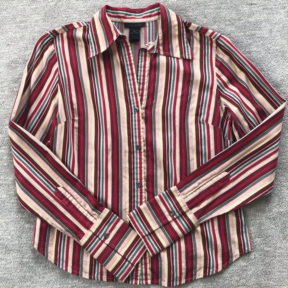 The Limited Cotton Striped Button Down Blouse